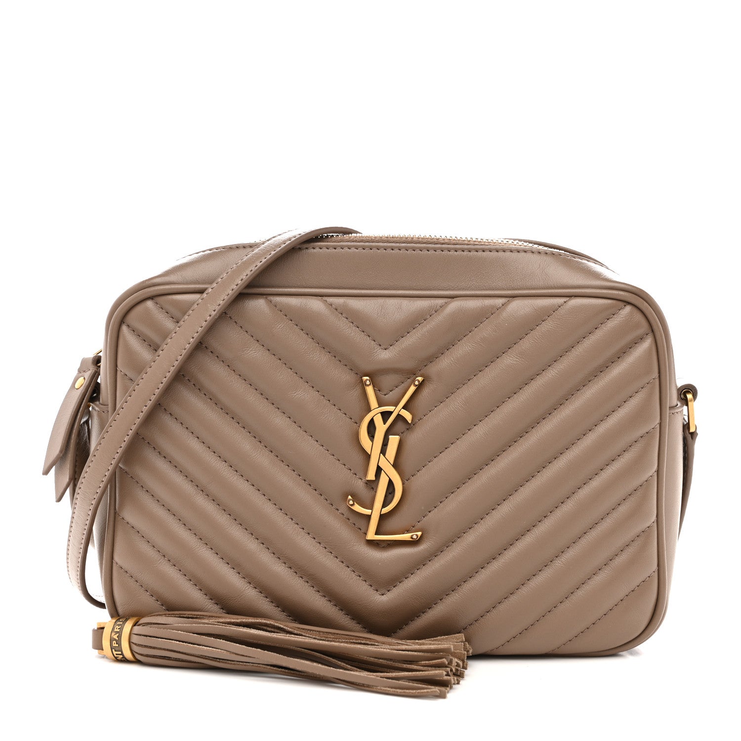 Saint Laurent Calfskin Matelasse Monogram Lou Camera Bag Dark Beige 1 of 14