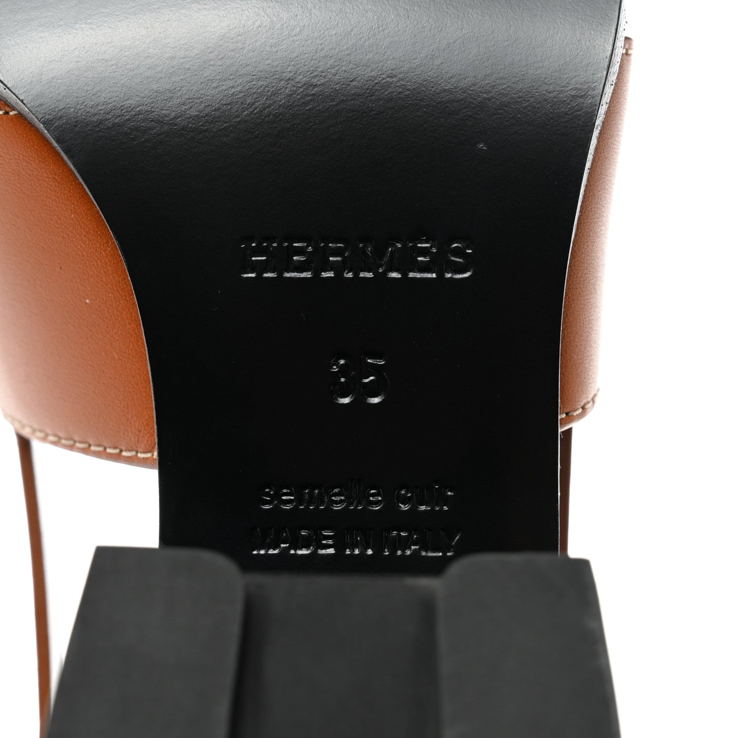Hermes Calfskin Elbe 60 Sandals 35 Marron Glaise 7 of 9