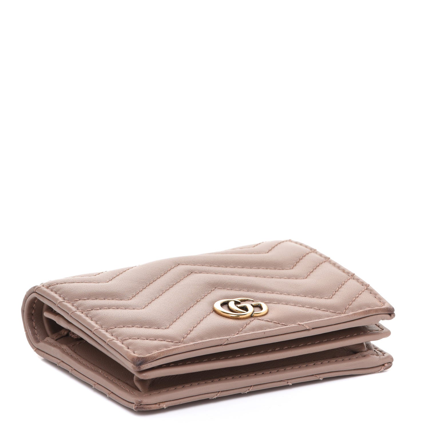 Gucci Calfskin Matelasse GG Marmont Card Case Wallet Porcelain Rose 4 of 12
