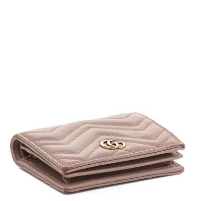 Gucci Calfskin Matelasse GG Marmont Card Case Wallet Porcelain Rose 4 of 12