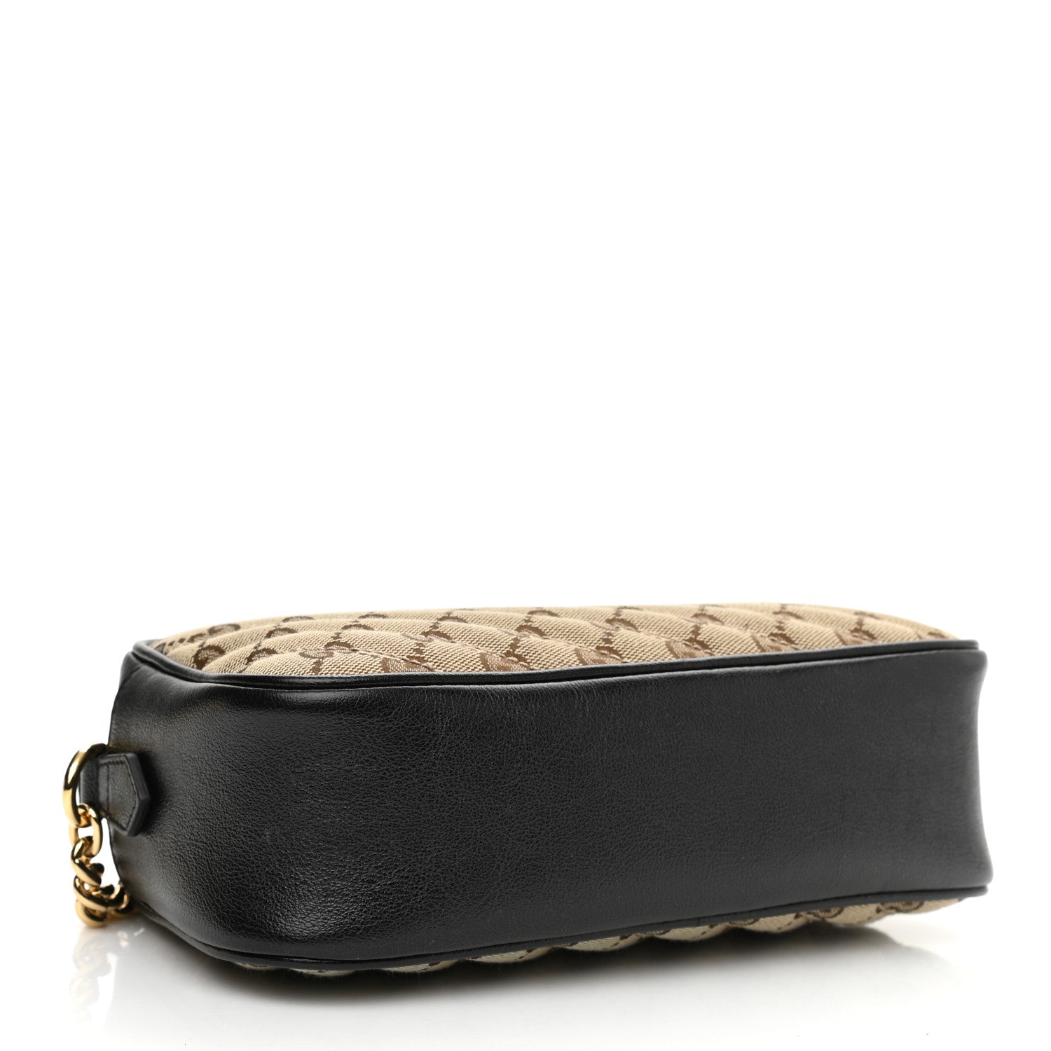 Gucci Monogram Matelasse Diagonal Small GG Marmont Chain Shoulder Bag Beige Black 4 of 11