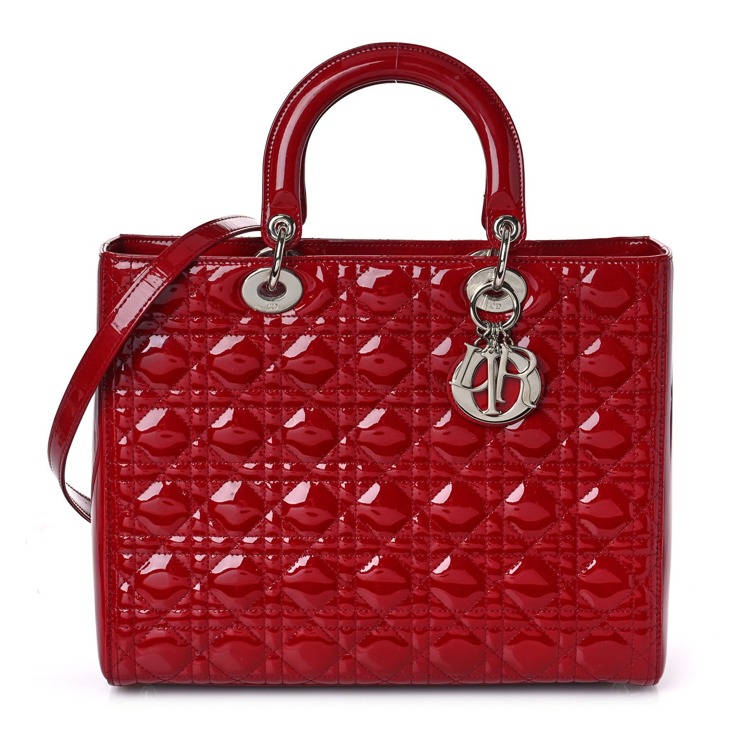 Christian Dior Patent Cannage Large Lady Dior Red 1 of 9