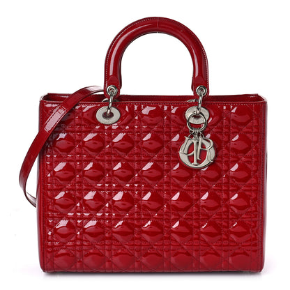 Christian Dior Patent Cannage Large Lady Dior Red 1 of 9
