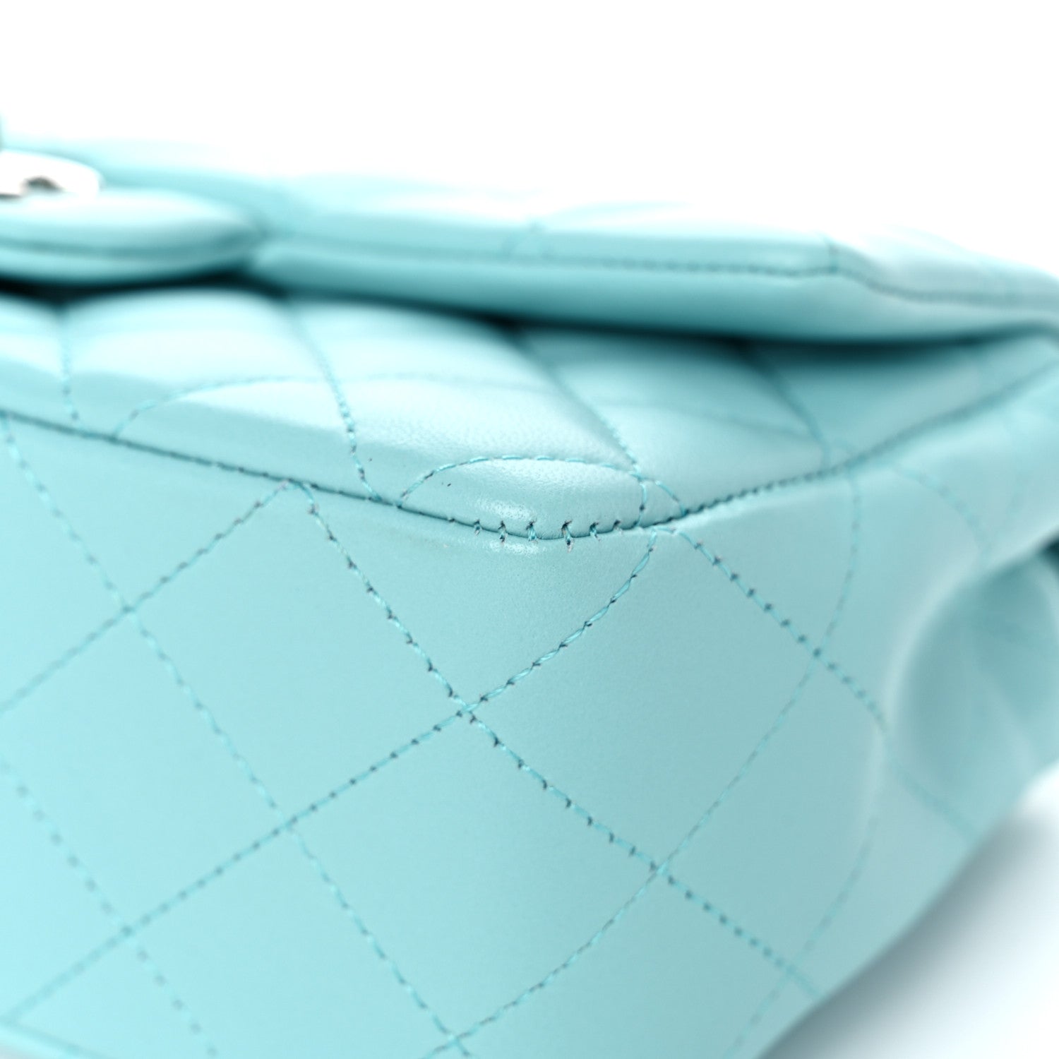 Chanel Lambskin Quilted Mini Rectangular Flap Light Blue 6 of 12