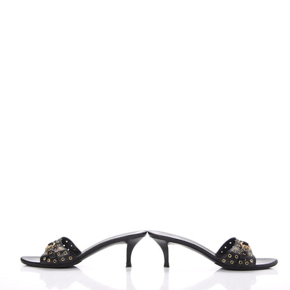 Gucci Calfskin Grommet Buckle Slide Sandal 7.5 Black 5 of 18