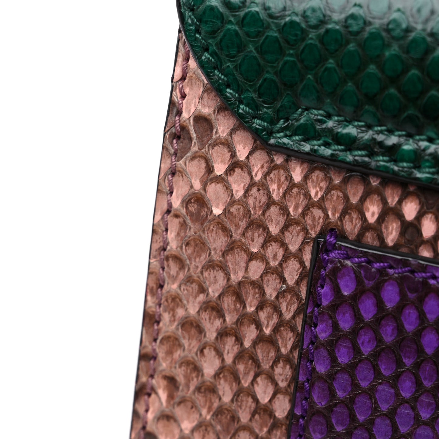 Snakeskin Small Padlock Shoulder Bag Green Pink Purple