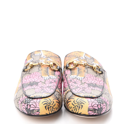 Gucci GG Supreme Monogram Bengal Womens Princetown Slippers 37.5 Beige Crop Pink 2 of 7