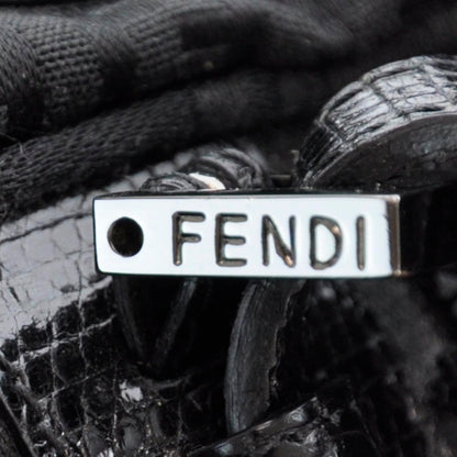 Fendi Zucchino Snakeskin Beaded Satchel Black 10 of 10