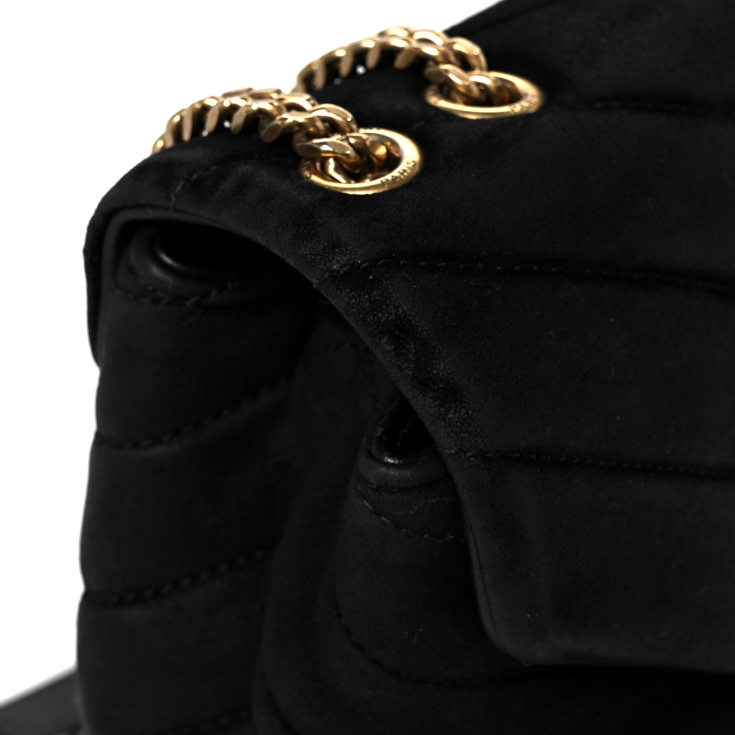 Saint Laurent Suede Calfskin Y Quilted Monogram Small Loulou Chain Satchel Black 13 of 14