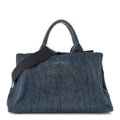 Prada Denim Logo Tote Bleu 1 of 12