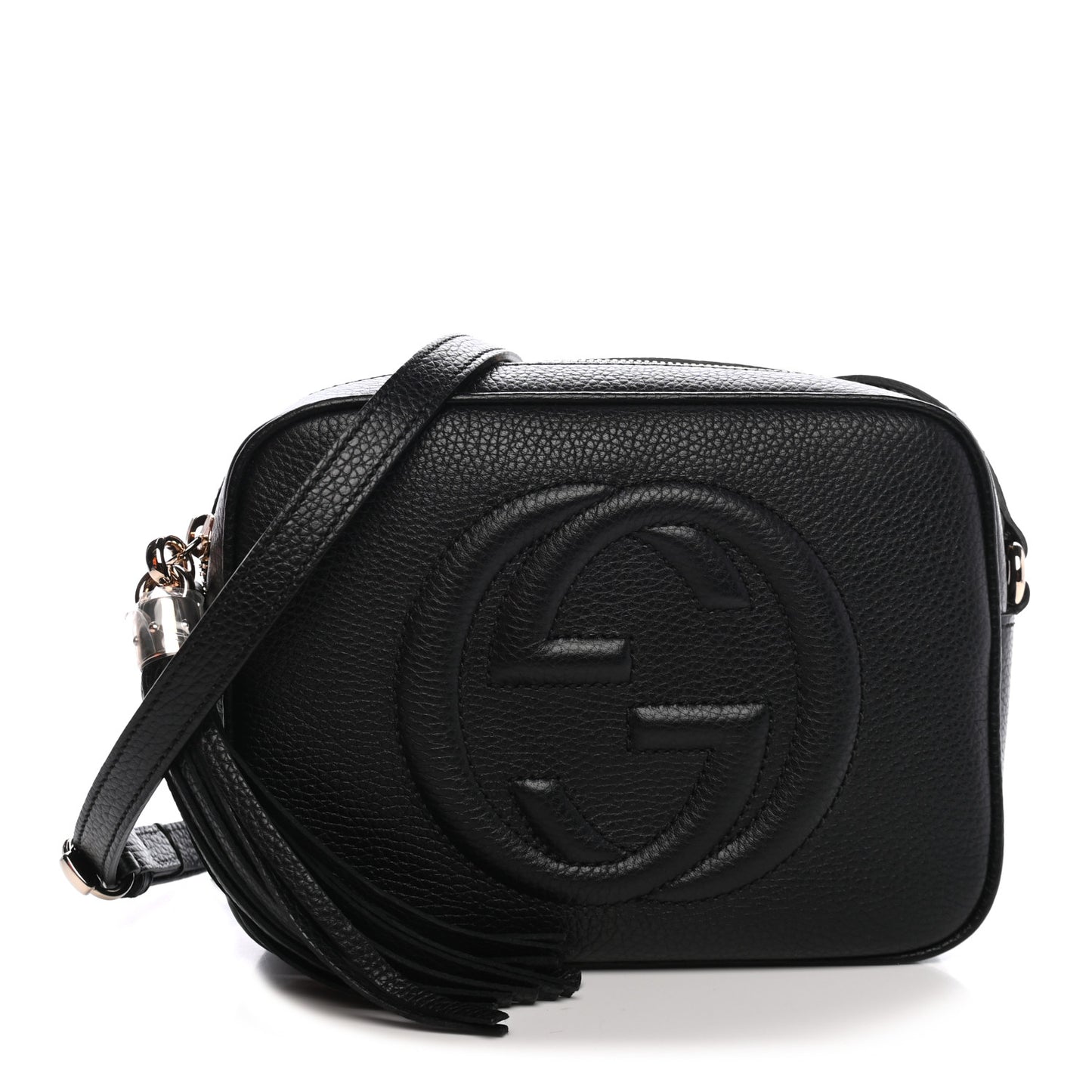 Pebbled Calfskin Small Soho Disco Bag Black