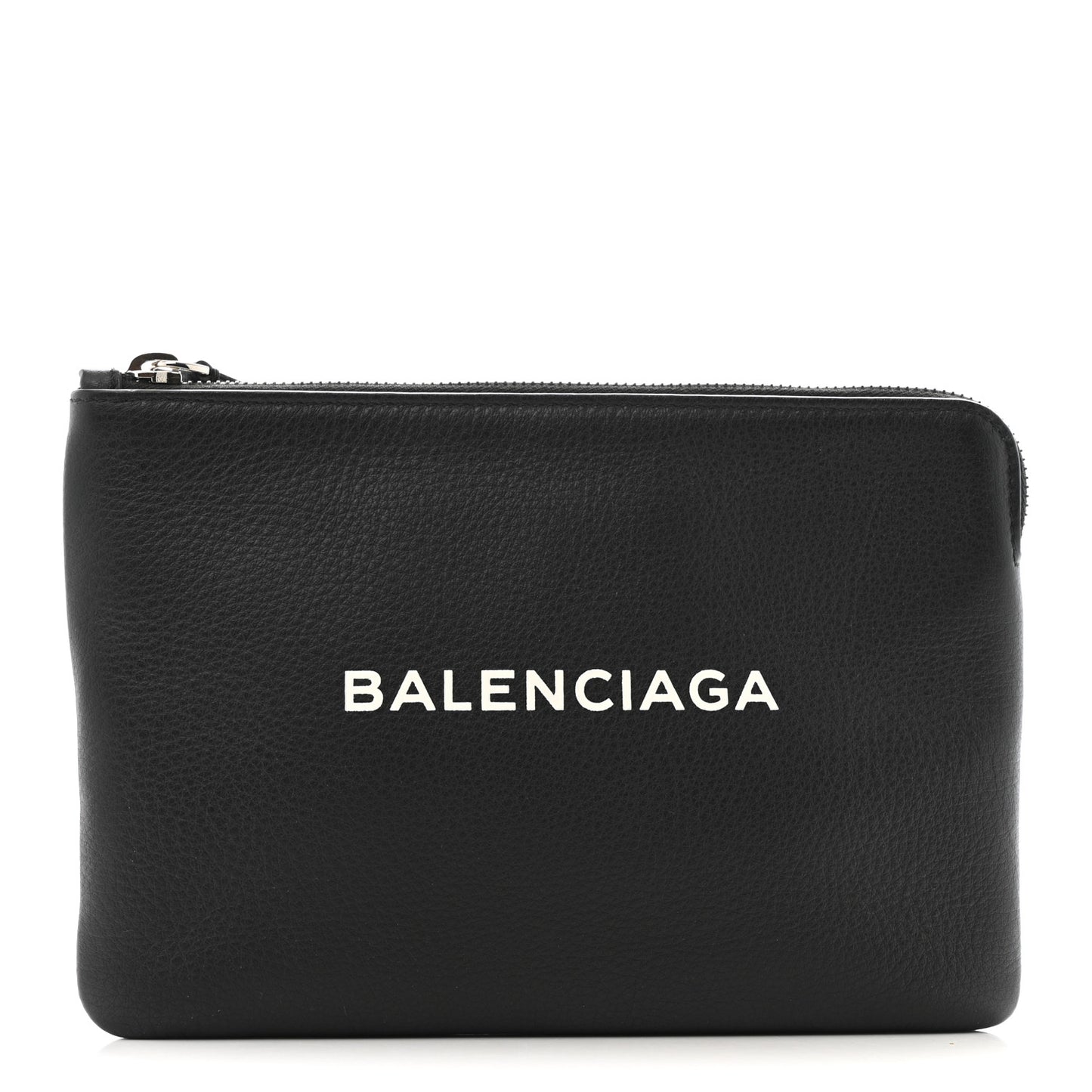 Calfskin Logo Medium Everyday Pouch Black