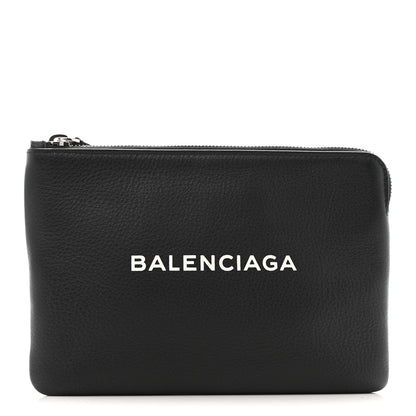 Balenciaga Calfskin Logo Medium Everyday Pouch Black 1 of 10