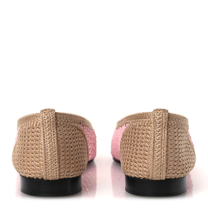 Chanel Raffia Cap Toe Ballerina Flats 40 Pink Beige 6 of 11