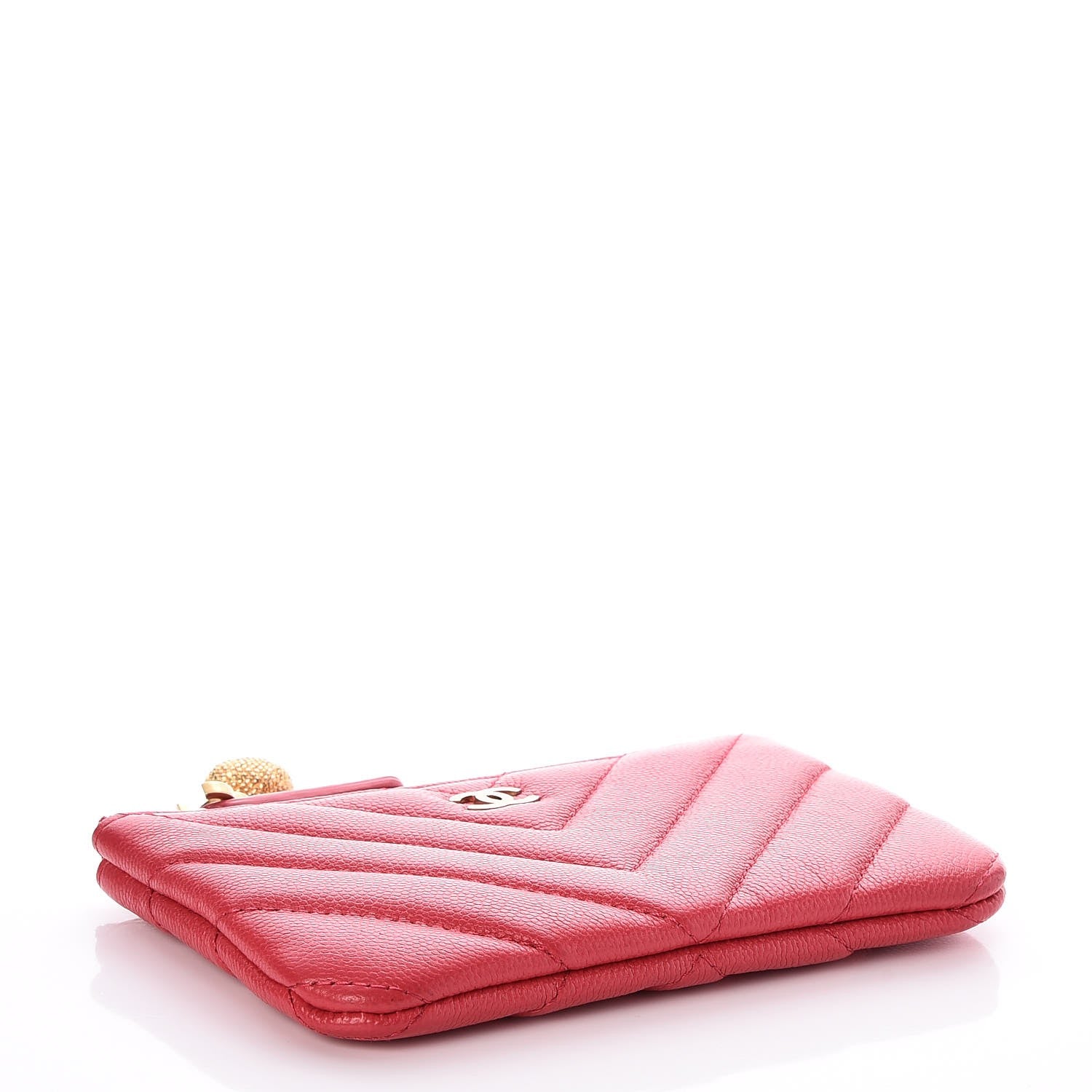 Chanel Caviar Chevron Quilted Small Ancient Greek Charms Cosmetic Case Red 4 of 8
