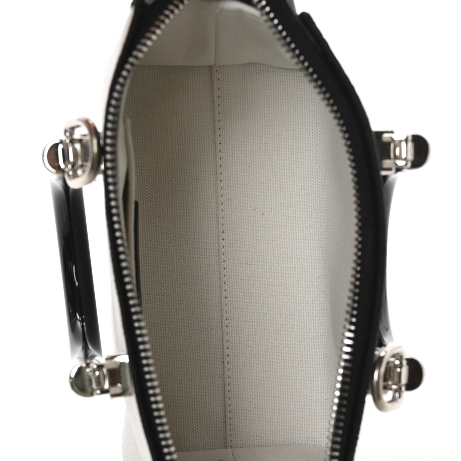 Fendi Canvas Vitello King Plexiglass Logo Embroidered Mini By The Way Top Handle Boston Bag White Rice Black 5 of 11