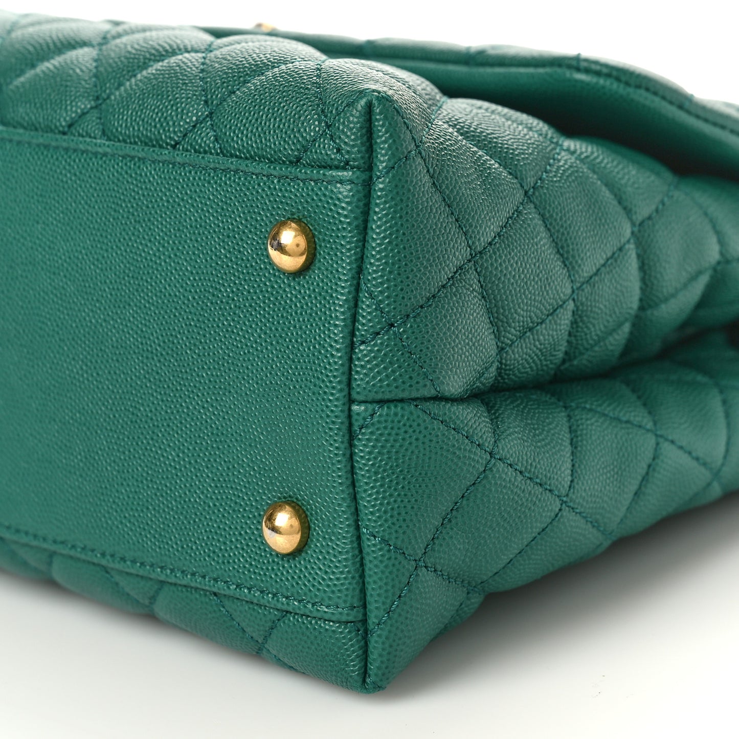 Caviar Quilted Medium Coco Handle Flap Green
