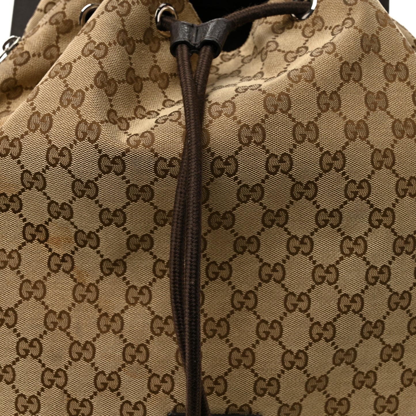 Monogram Dollar Calfskin O Drawstring Backpack Beige Ebony Testa di Moro Dark Chocolate