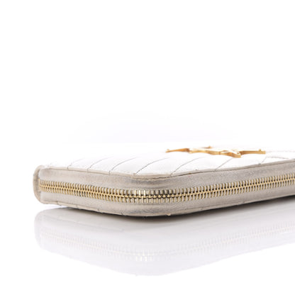 Saint Laurent Grain De Poudre Matelasse Chevron Monogram Zip Around Wallet Porcellana 8 of 11