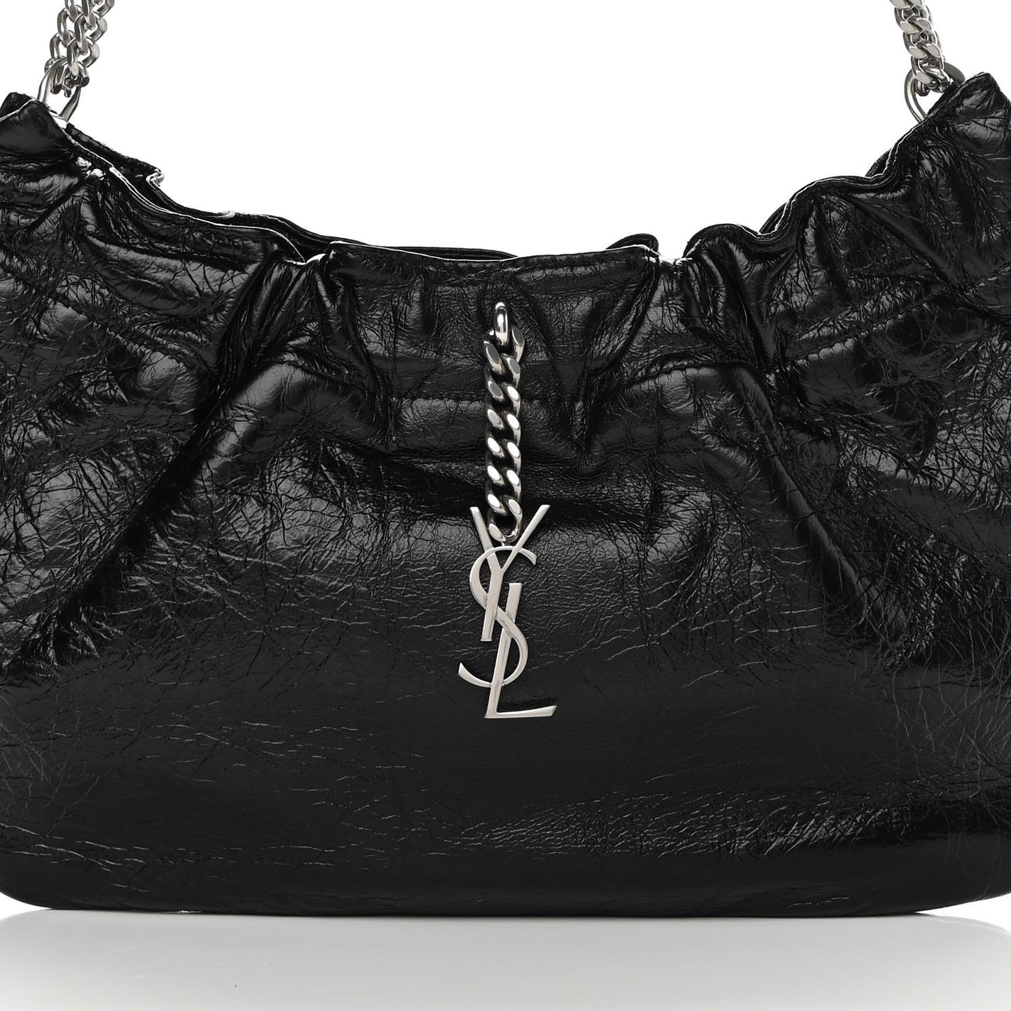 Calfskin Pac Ruched Hobo Black