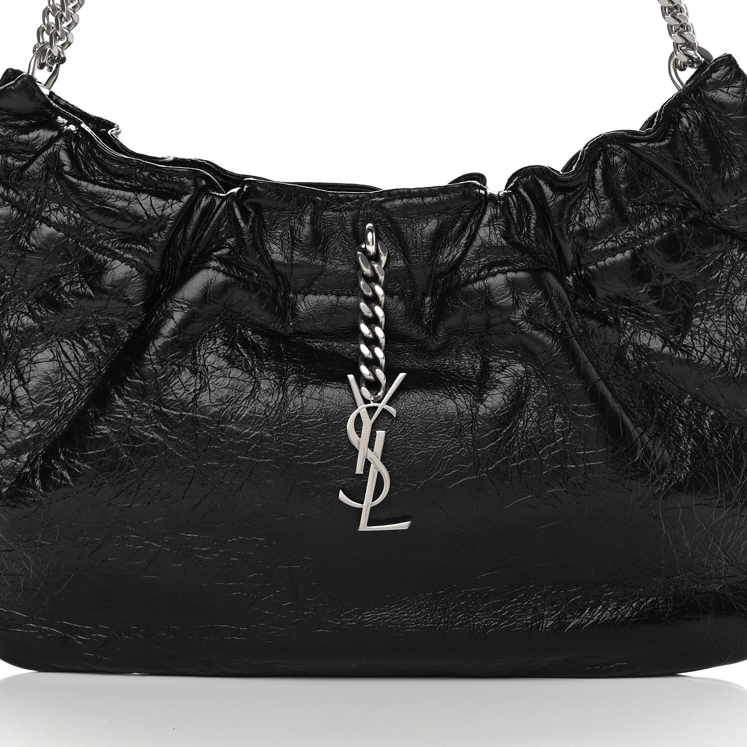 Saint Laurent Calfskin Pac Ruched Hobo Black 8 of 10