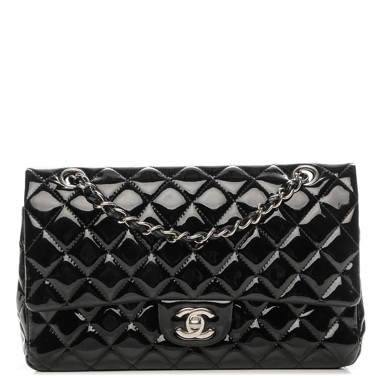 Chanel Patent Quilted Medium Double Flap Black 1 of 8