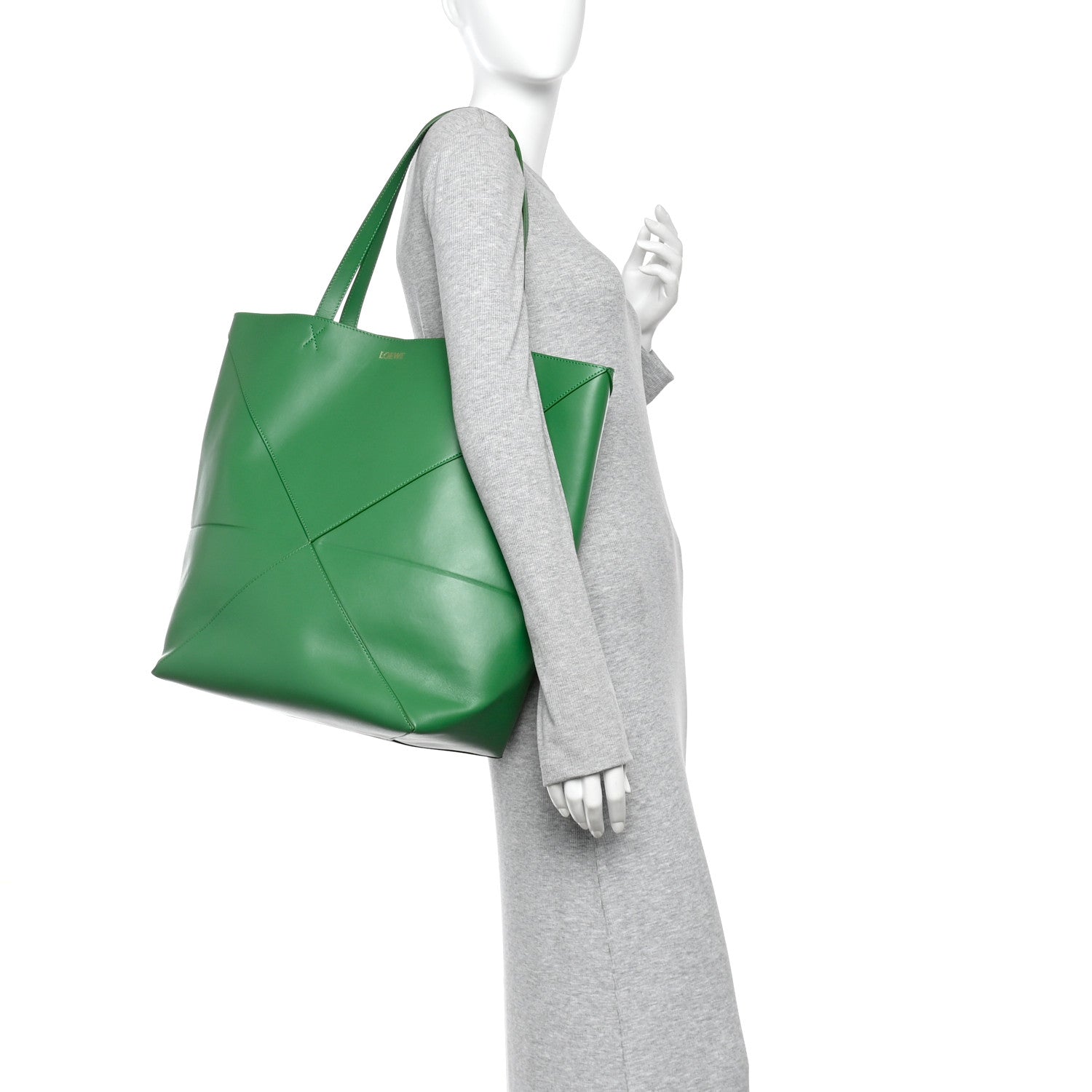 Loewe Shiny Calfskin XL Puzzle Fold Tote Tropical Green 2 of 9