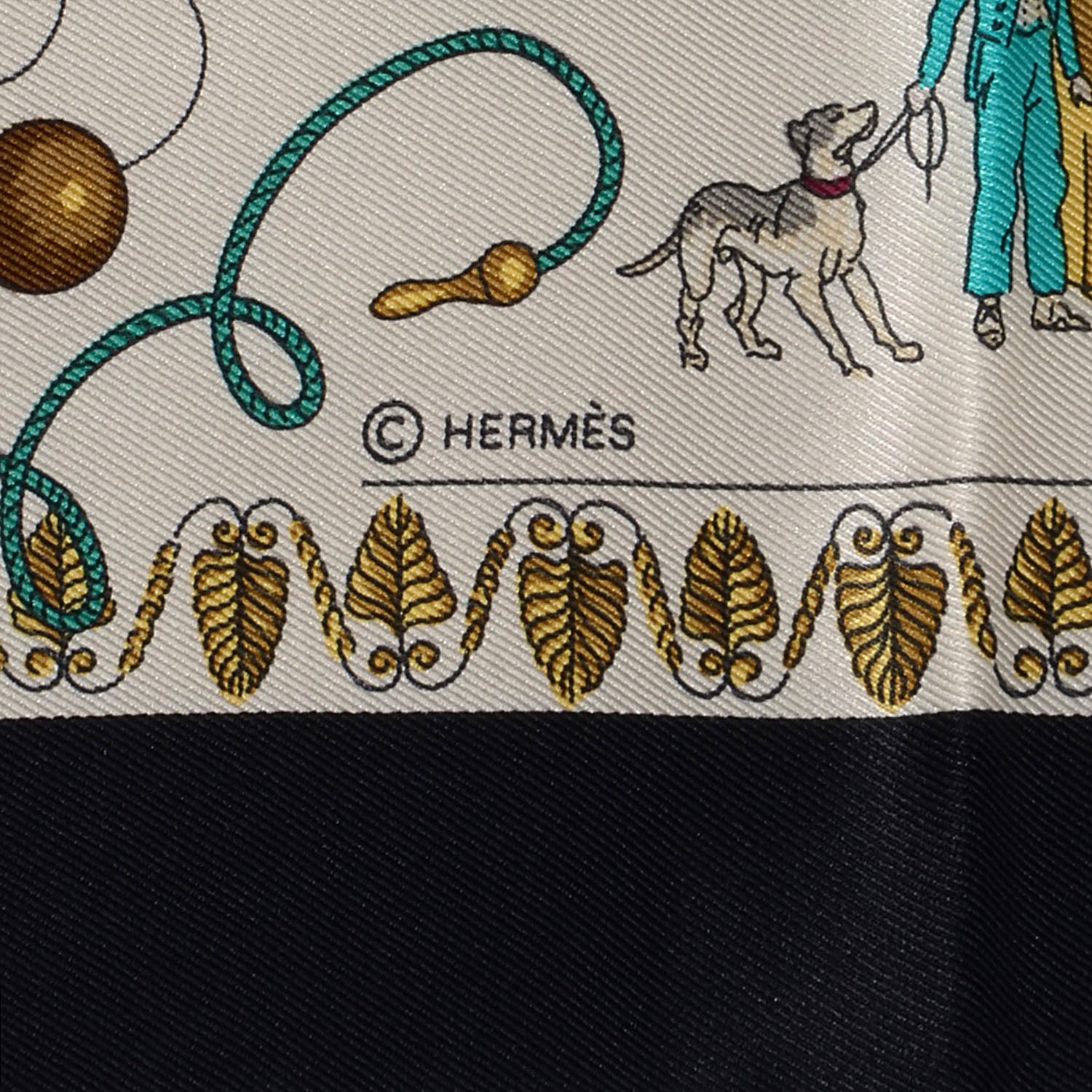 Hermes Silk Promenades de Paris Scarf 70 Black Creme Emeraude 4 of 5