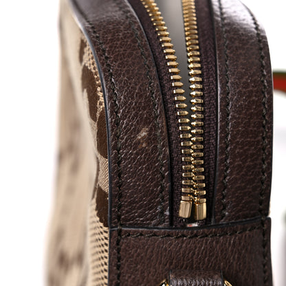 Gucci Monogram Jumbo GG Textured Dollar Calfskin Web Messenger Shoulder Bag Camel Ebony New Acero 14 of 16