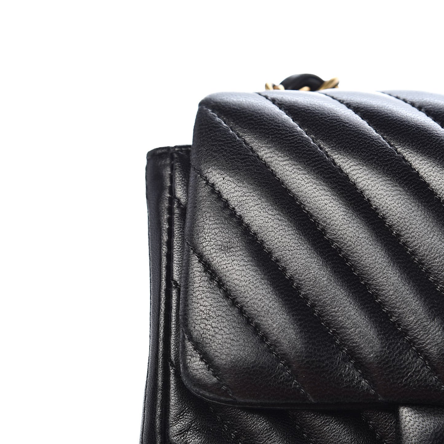 Lambskin Chevron Quilted Mini Square Flap Black