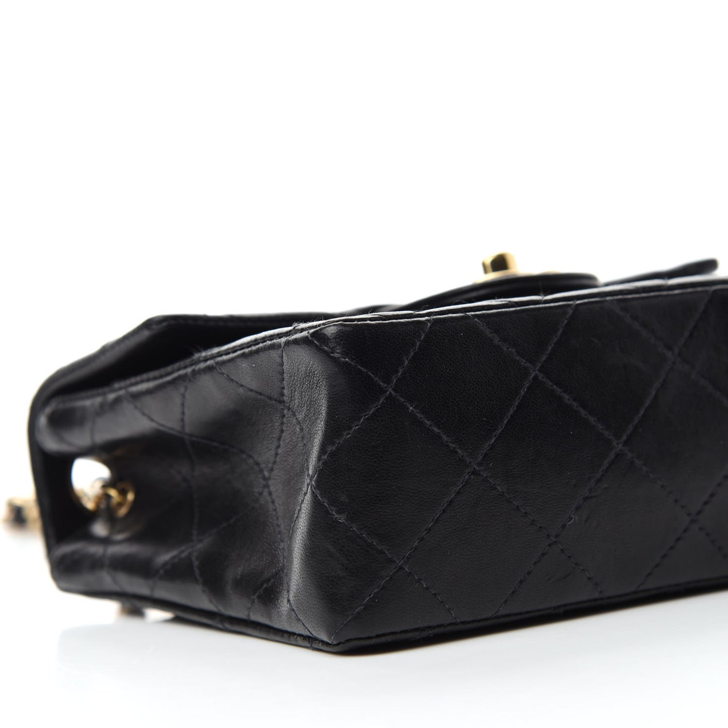 Lambskin Quilted Mini Square Flap Black