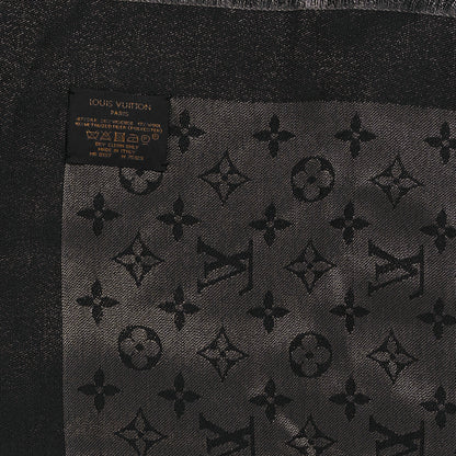 Louis Vuitton Silk Lurex Wool Monogram Shine Shawl Black 3 of 3