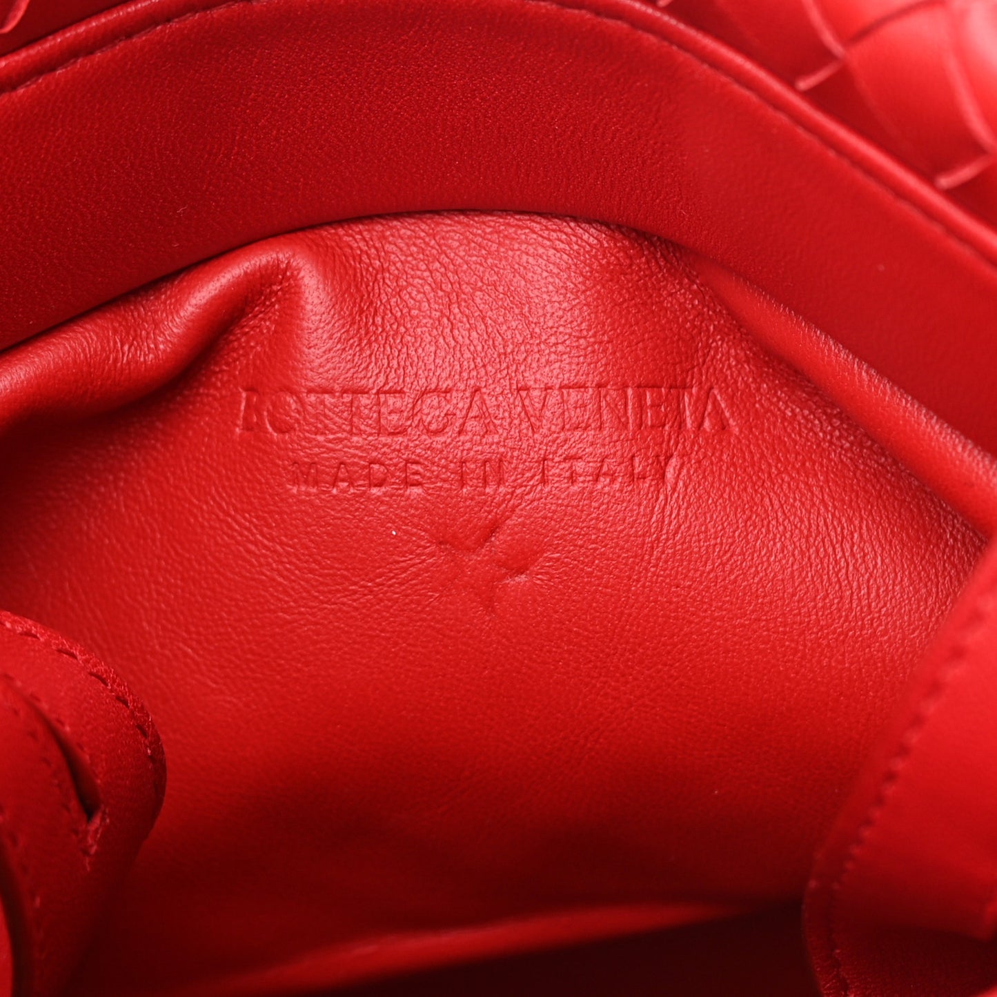 Nappa Intrecciato Small Fold Flap Shoulder Bag Red