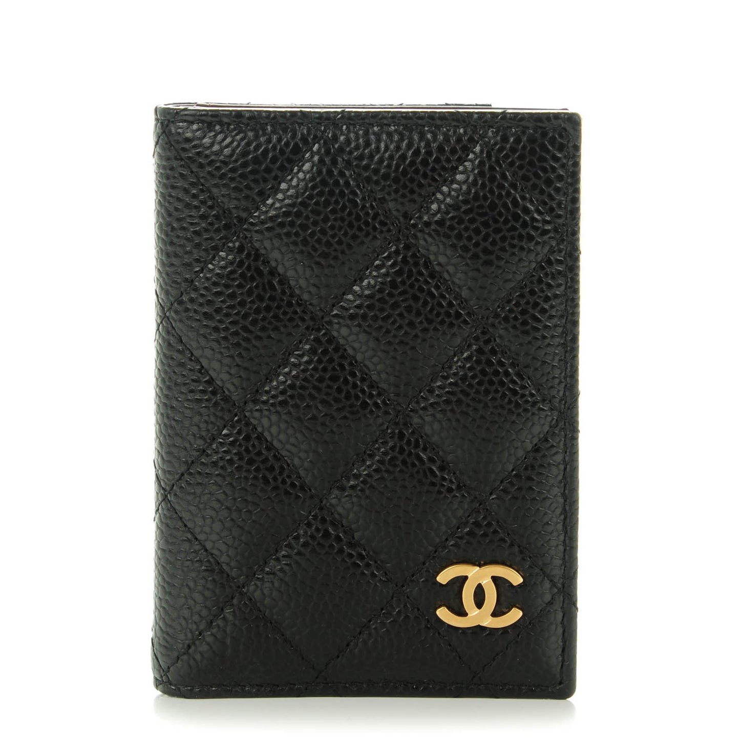 Caviar Quilted Card Holder Wallet Black