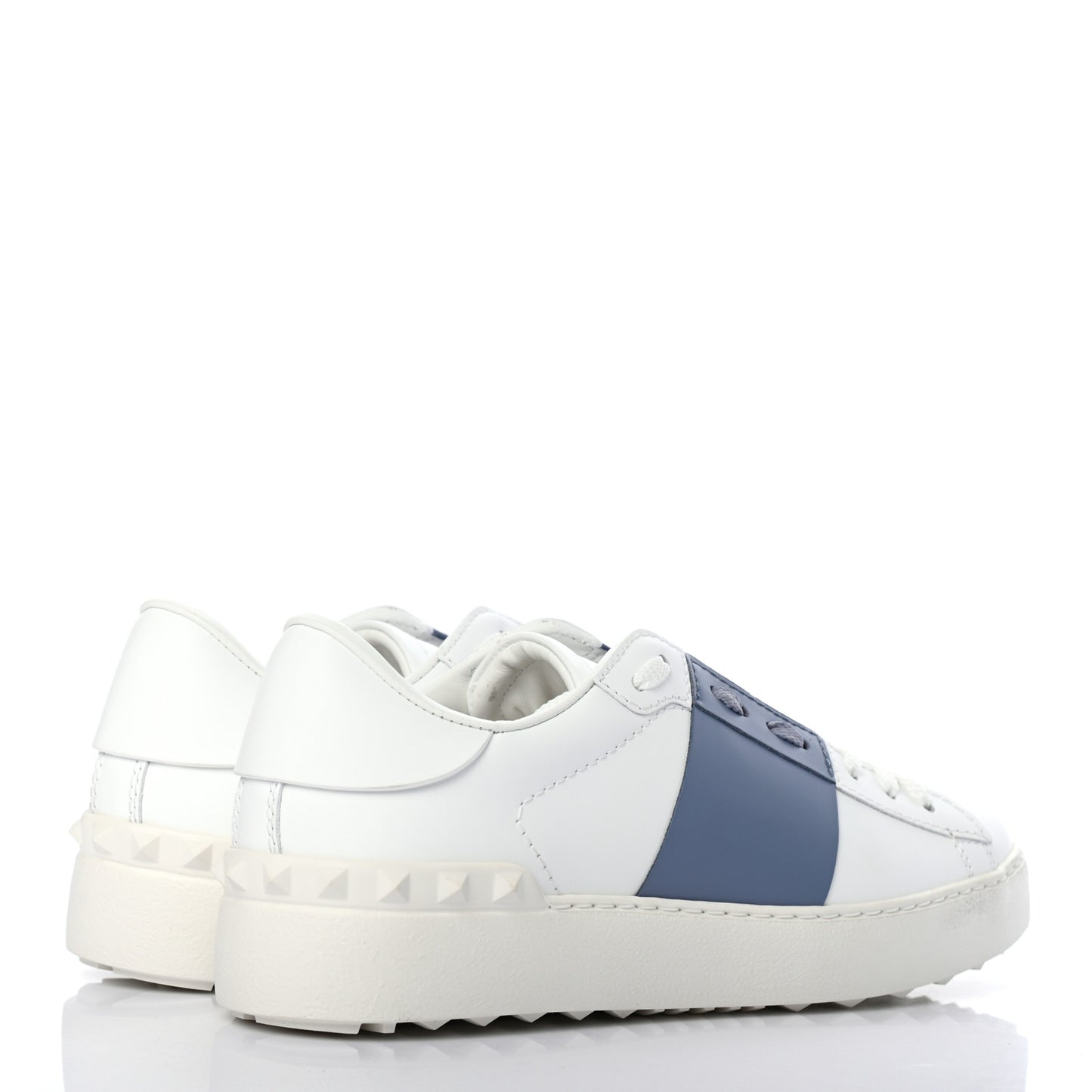 Calfskin Womens Rockstud Open Sneakers 36 White Niagara