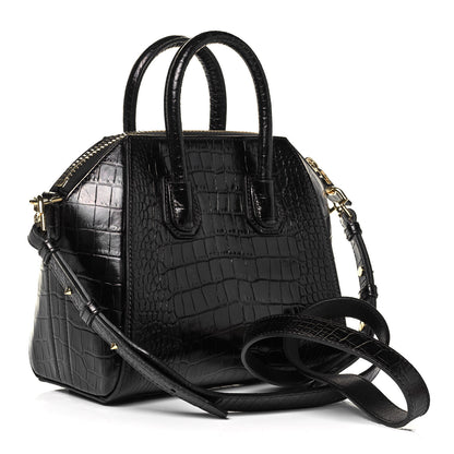Givenchy Calfskin Crocodile Embossed Mini Antigona Black 2 of 8
