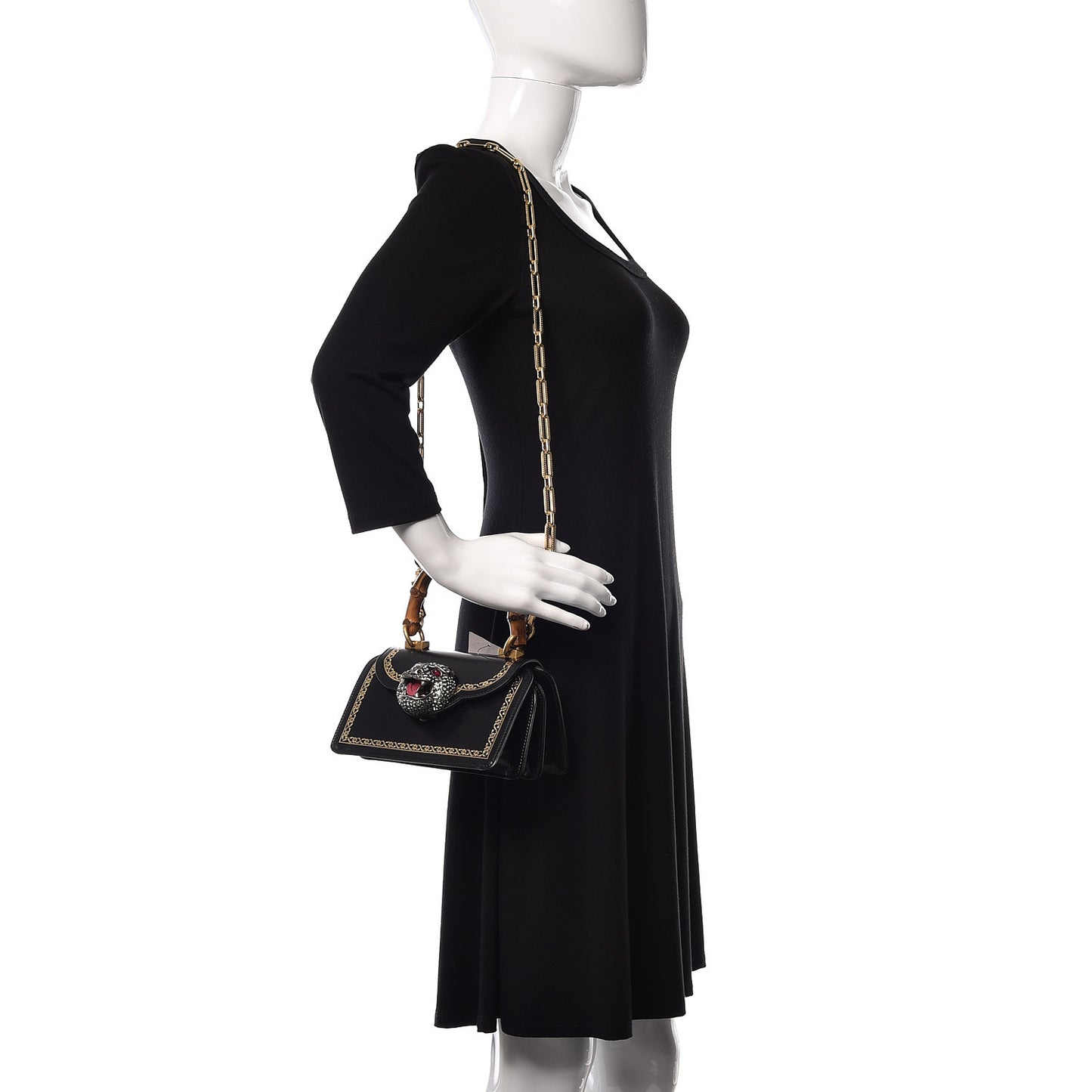 Calfskin Bamboo Mini Thiara Top Handle Bag Black