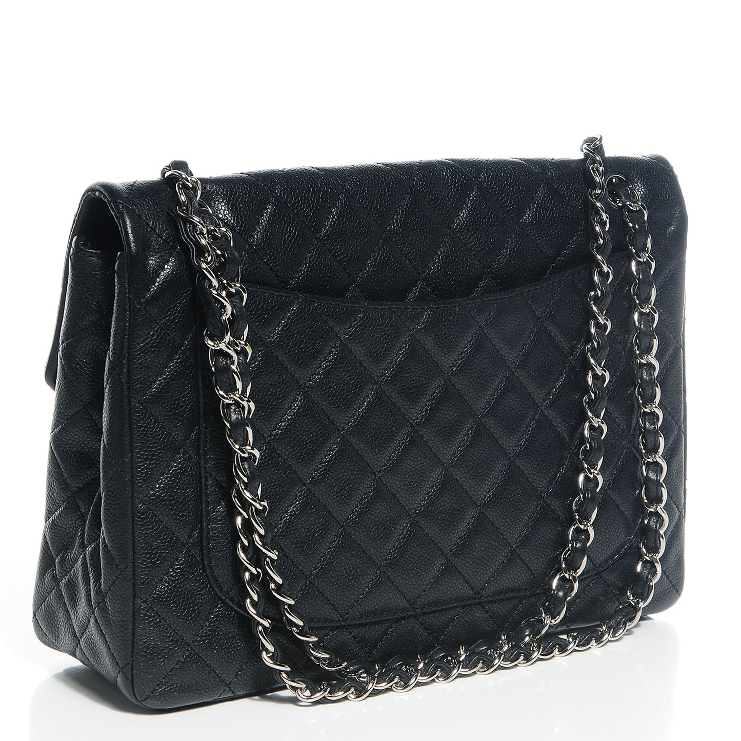 Washed Caviar Maxi Single Flap Black