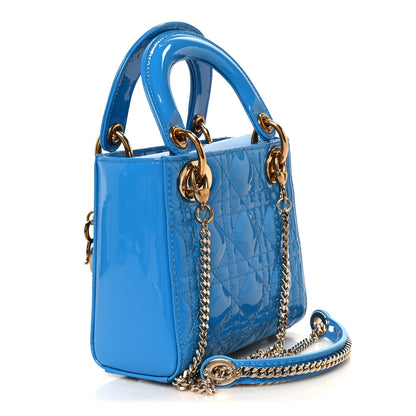 Christian Dior Patent Cannage Mini Lady Dior Blue 3 of 10