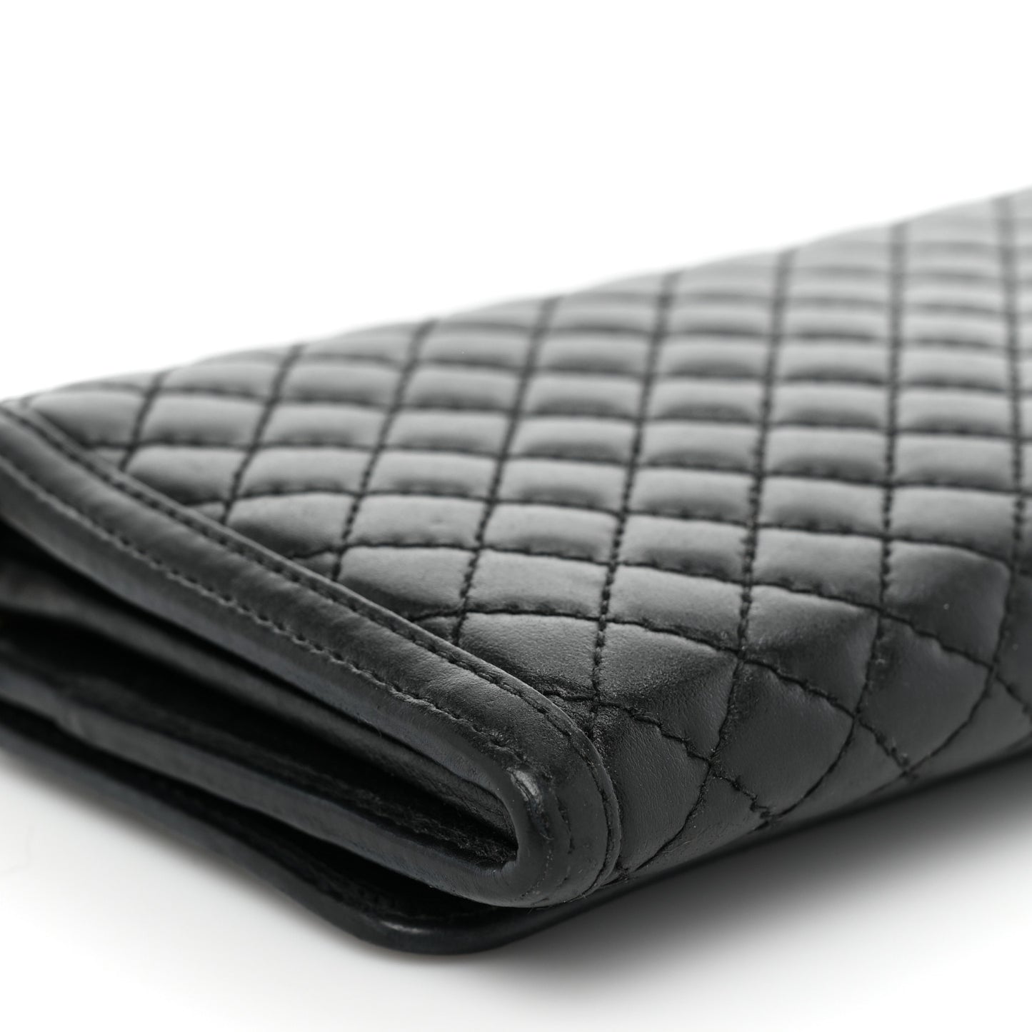 Soft Calfskin Quilted Chain Wallet Black