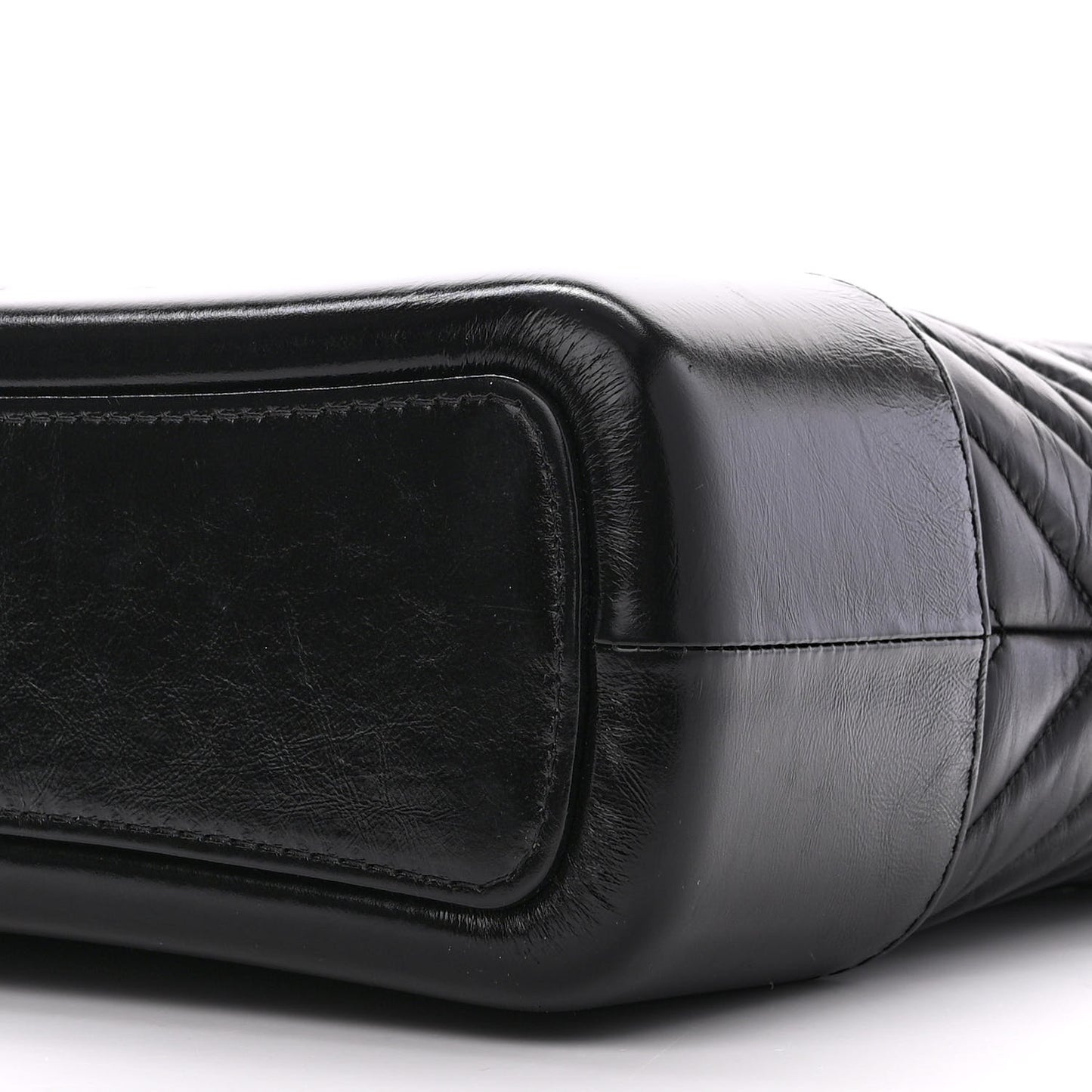 Aged Calfskin Chevron Quilted Medium Gabrielle Hobo Black