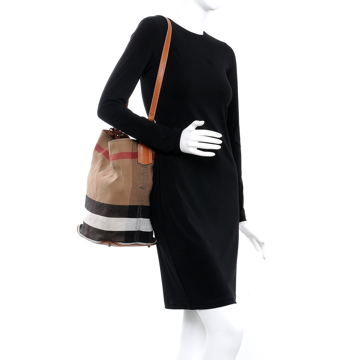 Burberry Canvas Mega Check Medium Susanna Hobo Saddle Brown 2 of 8