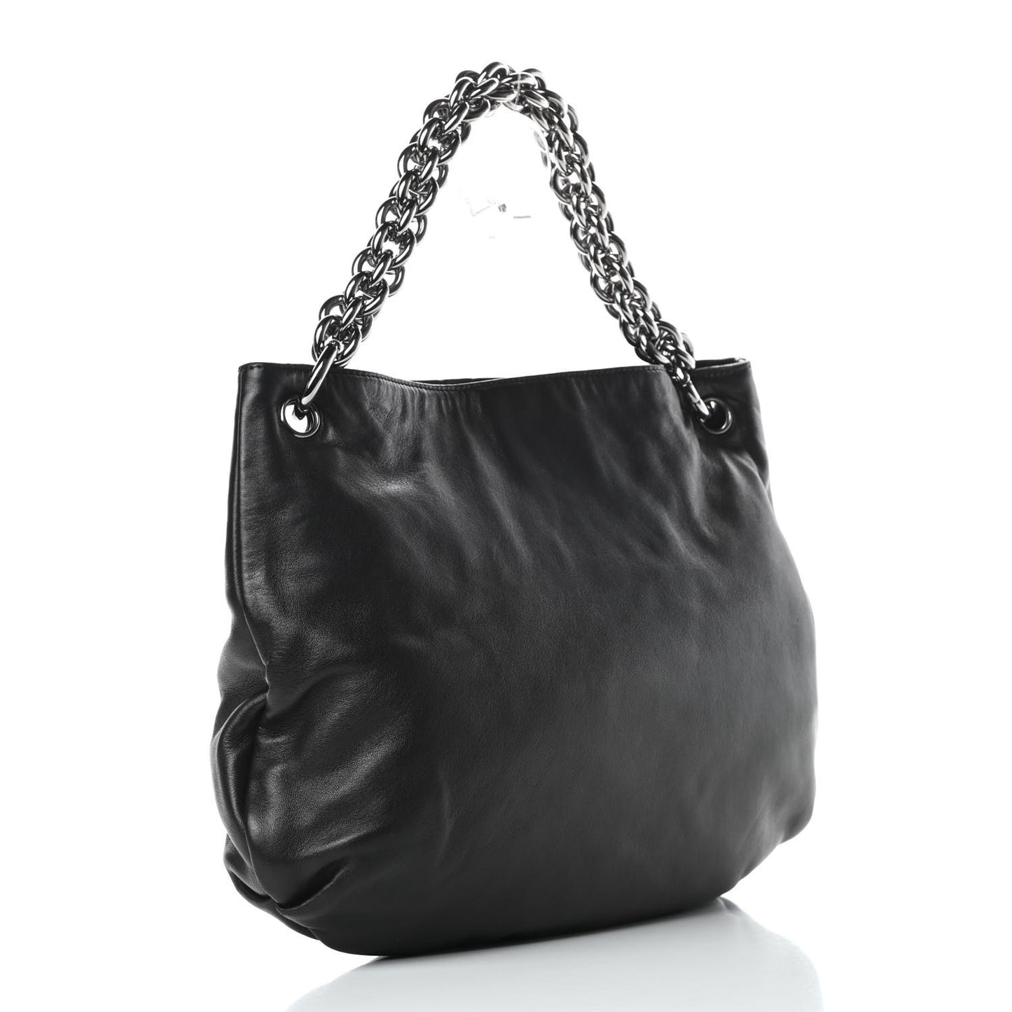 Lambskin Soft and Chain Small Hobo Black