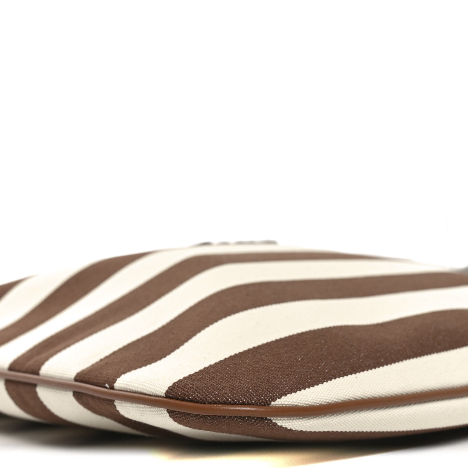 Miu Miu Canvas Calfskin Striped Ivy  Cacao Naturale 8 of 9