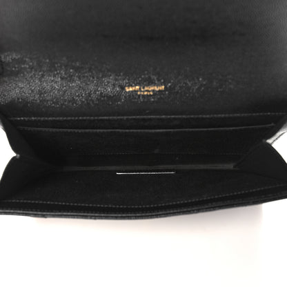 Saint Laurent Grain De Poudre Matelasse Chevron Monogram Envelope Clutch Black 7 of 11