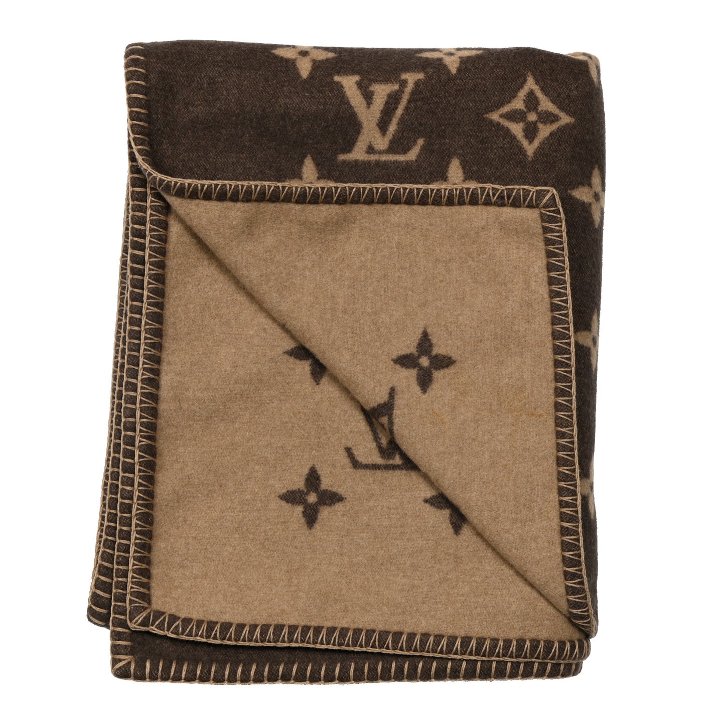 Wool Cashmere Neo Monogram Blanket Marron