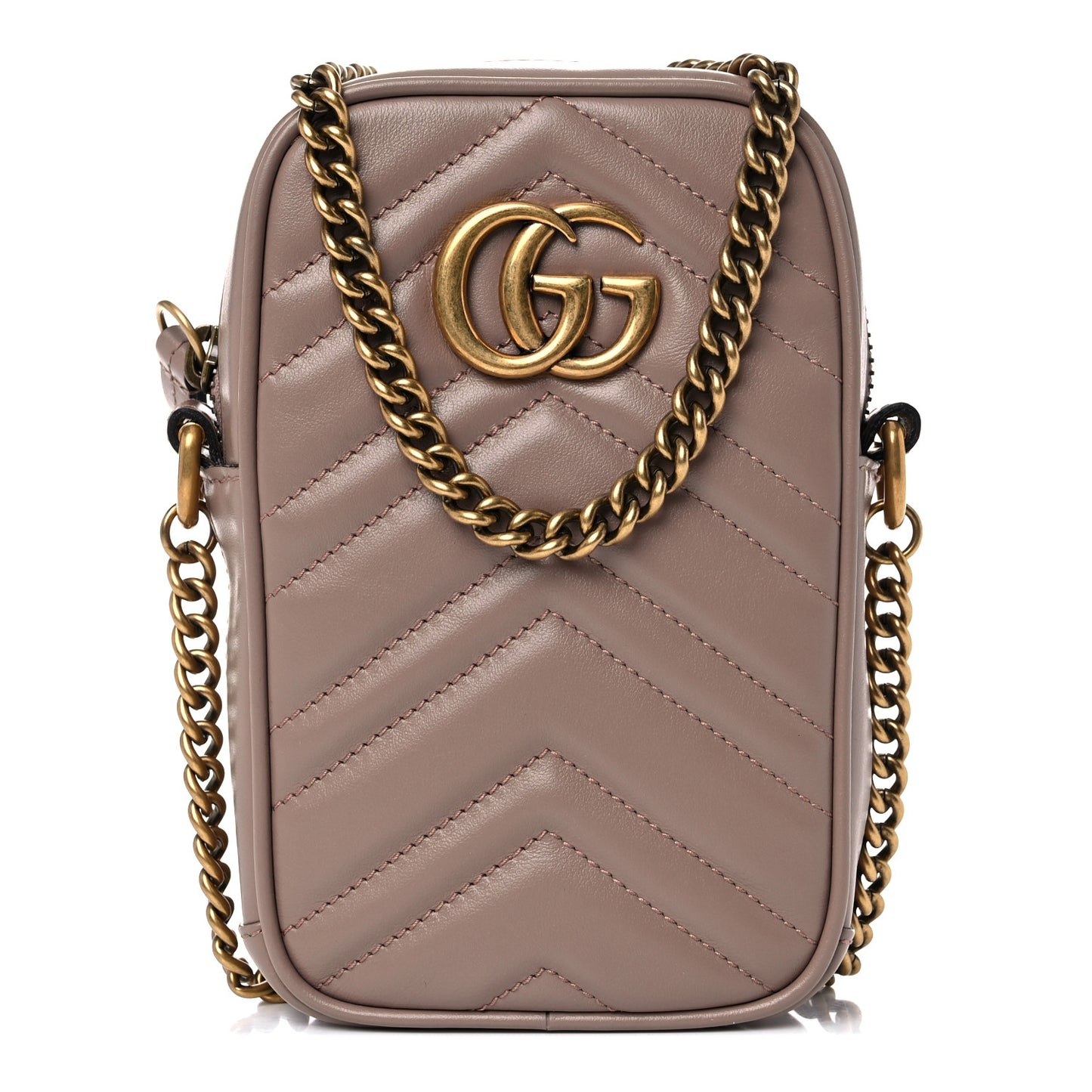 Calfskin Matelasse Mini GG Marmont Crossbody Bag Porcelain Rose
