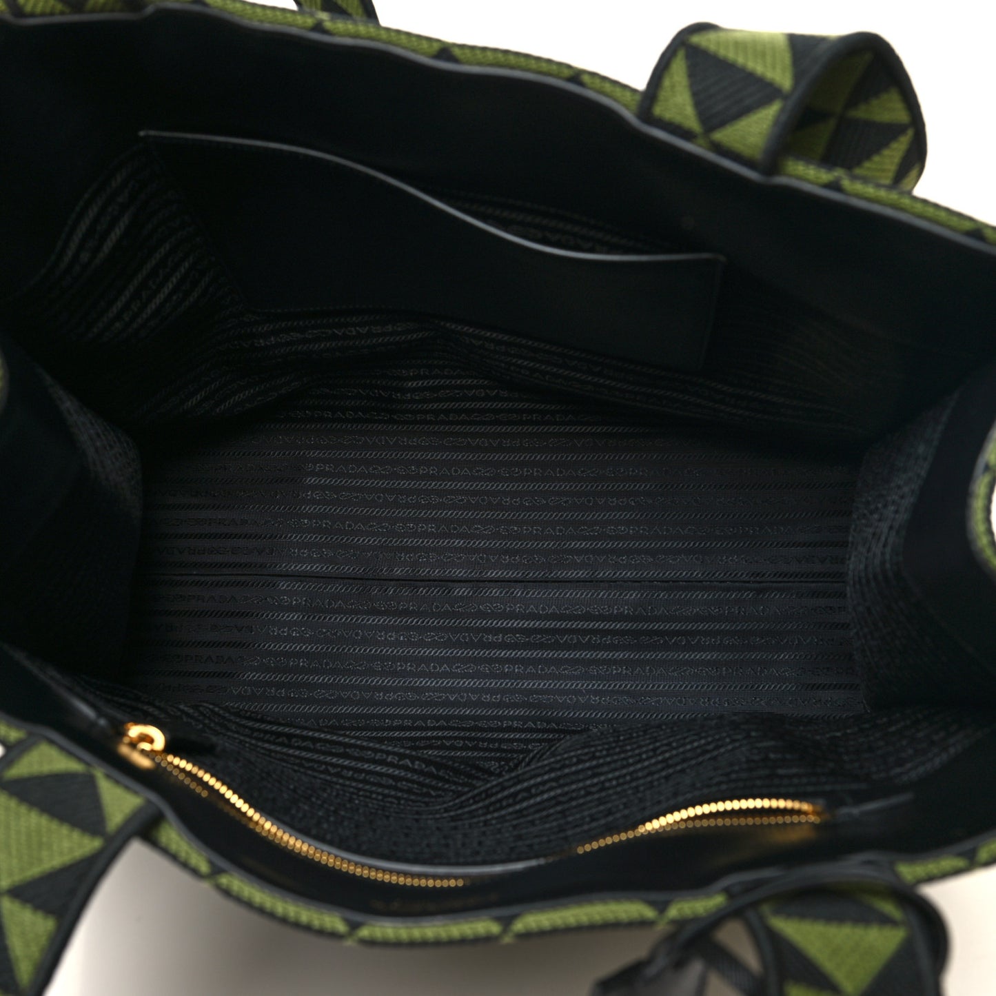Jacquard Saffiano Triangolo Symbole Embroidered Shopping Tote Black Edera
