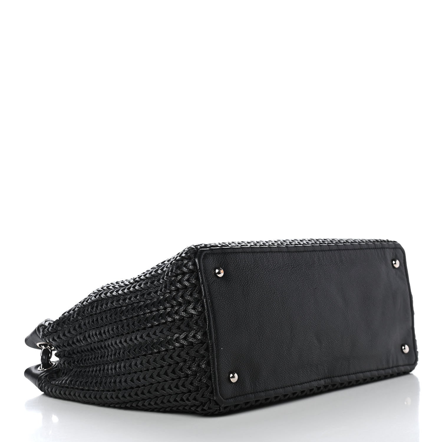 Chanel Calfskin Braided CC Tote Black 4 of 11