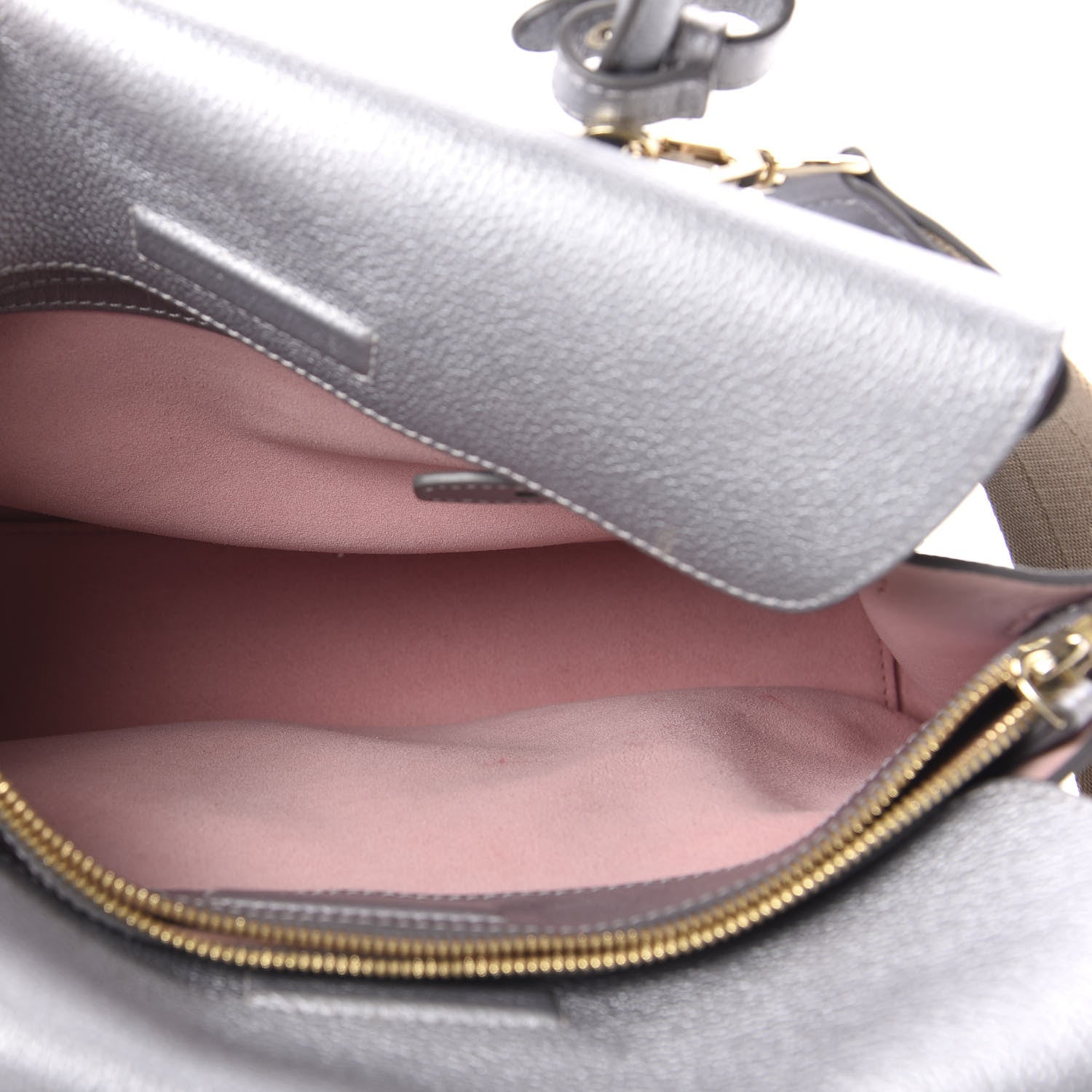 MCM Metallic Grained Calfskin Medium Milla Tote Spike Silver 5 of 10